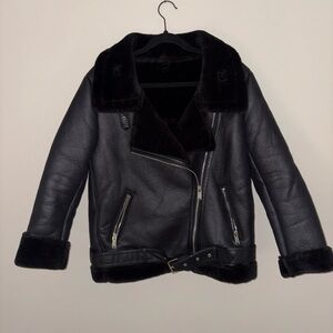 Black Faux Fur Lined Leather Jacket